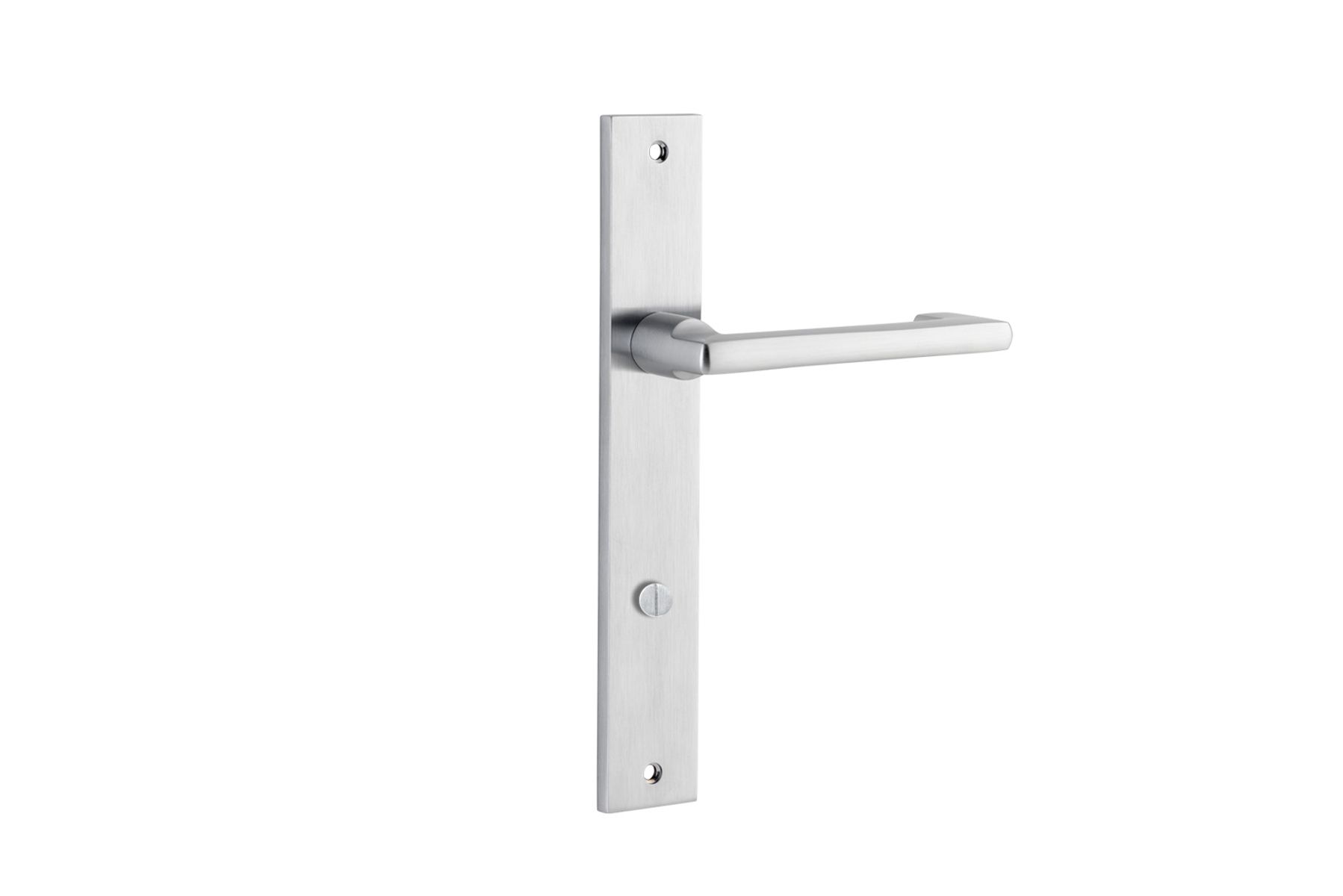 12348P85 - Baltimore Return Lever - Rectangular Backplate - Brushed Chrome - Privacy