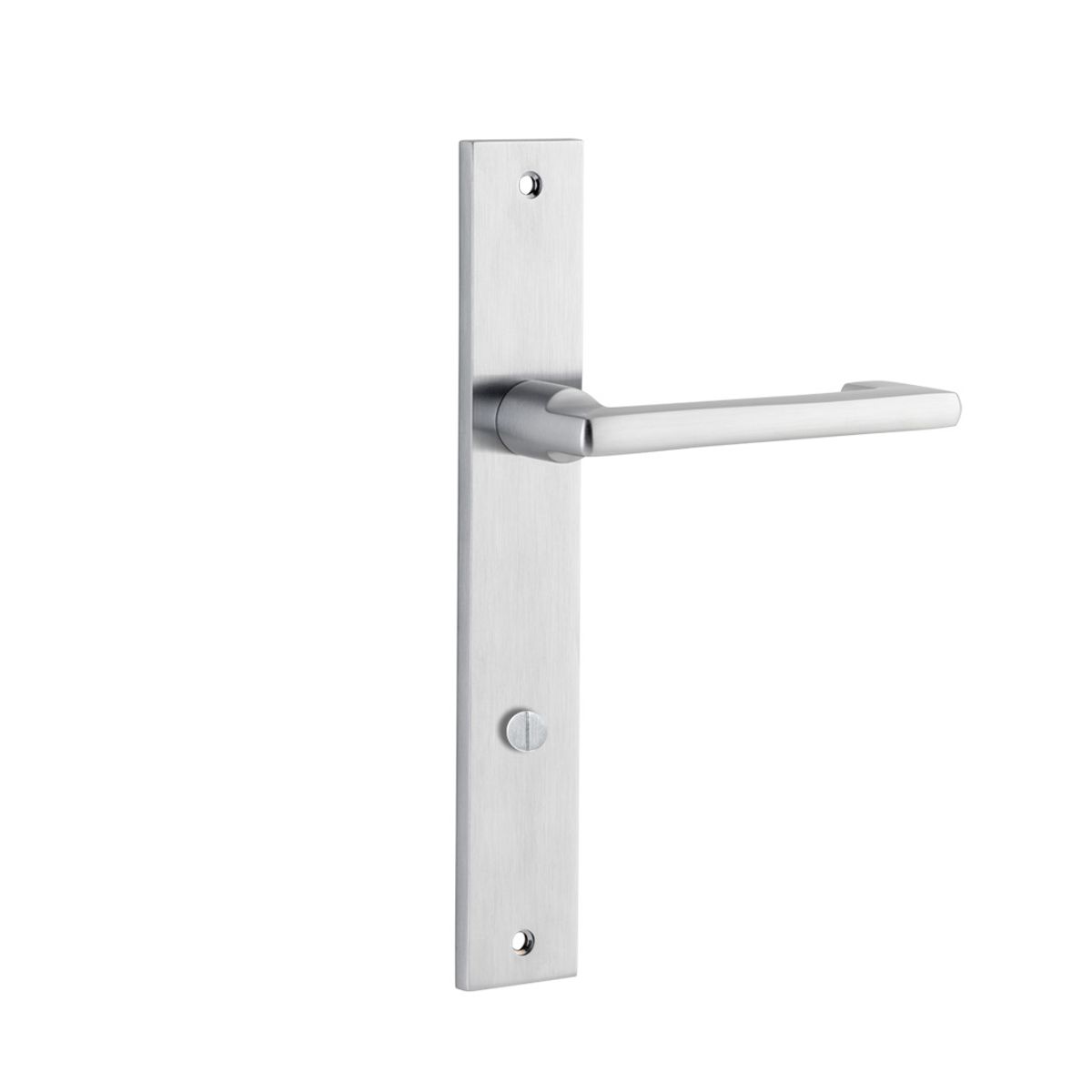 12348P85 - Baltimore Return Lever - Rectangular Backplate - Brushed Chrome - Privacy