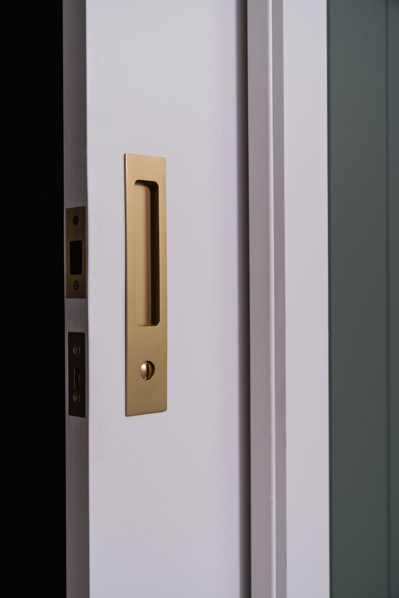 21416P - Rectangular Sliding Door Pull Privacy Kit with Privacy Turn - Brushed Brass - Privacy
