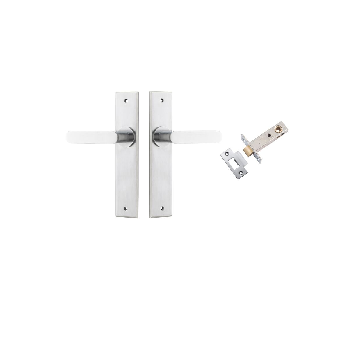 12284KPASS60 - Bronte Lever - Chamfered Backplate Passage Kit - Brushed Chrome - Passage