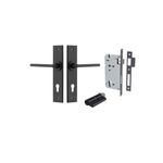12782KENTR60KK - Baltimore Lever - Chamfered Backplate Entrance Kit with High Security Lock - Matt Black - Entrance