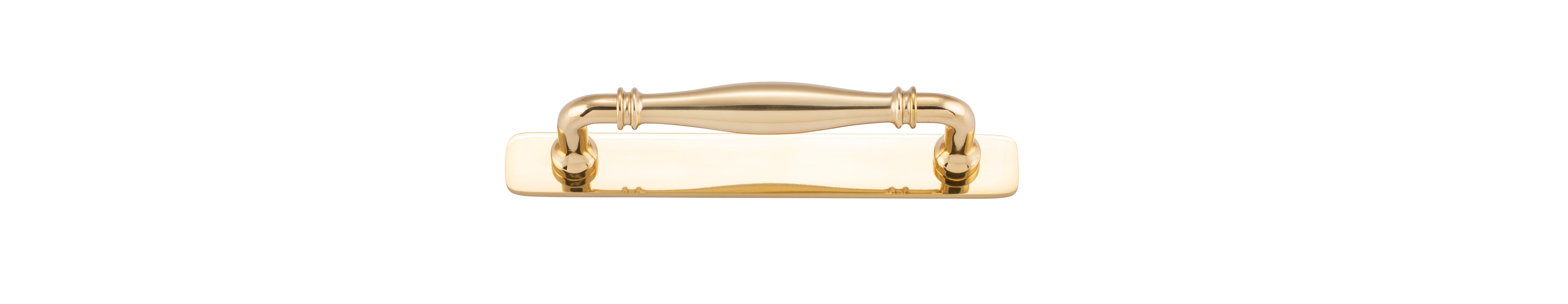 21060B - Sarlat Cabinet Pull with Backplate - CTC128mm - Polished Brass