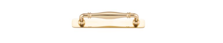 21060B - Sarlat Cabinet Pull with Backplate - CTC128mm - Polished Brass
