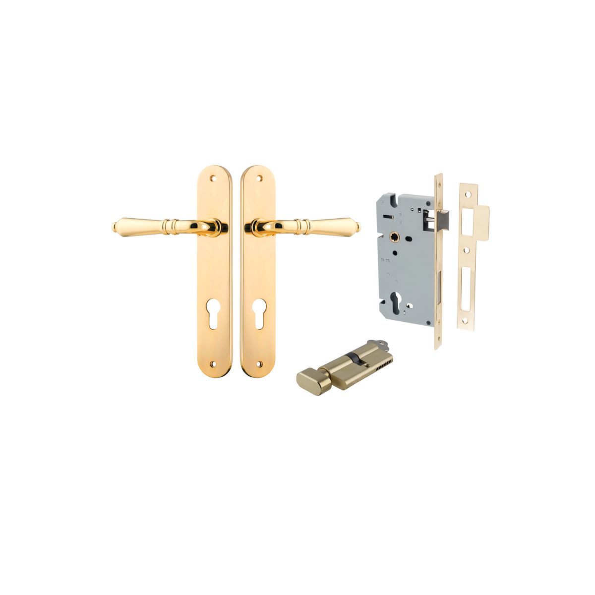 10224KENTR60KT - Sarlat Lever - Oval Backplate Entrance Kit with High Security Lock - Polished Brass - Entrance