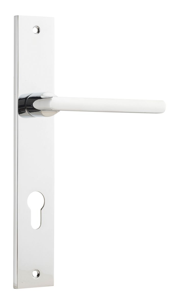11702E85 - Baltimore Lever - Rectangular Backplate - Polished Chrome - Entrance