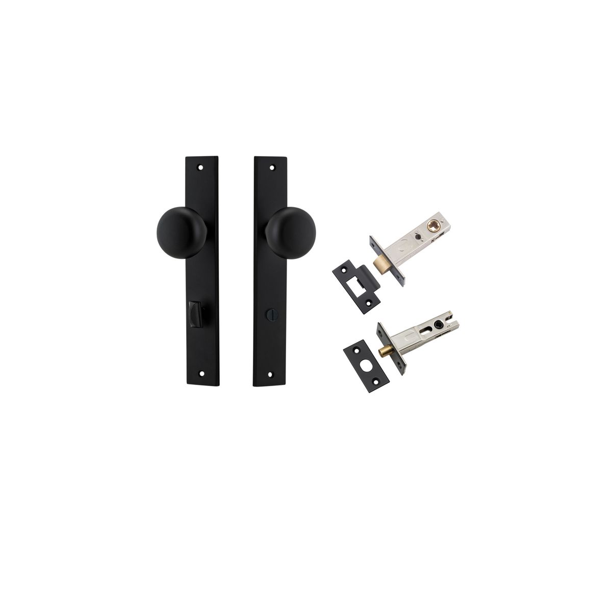 12822KPRIV60 - Cambridge Knob - Rectangular Backplate Privacy Kit with Privacy Turn - Matt Black - Privacy