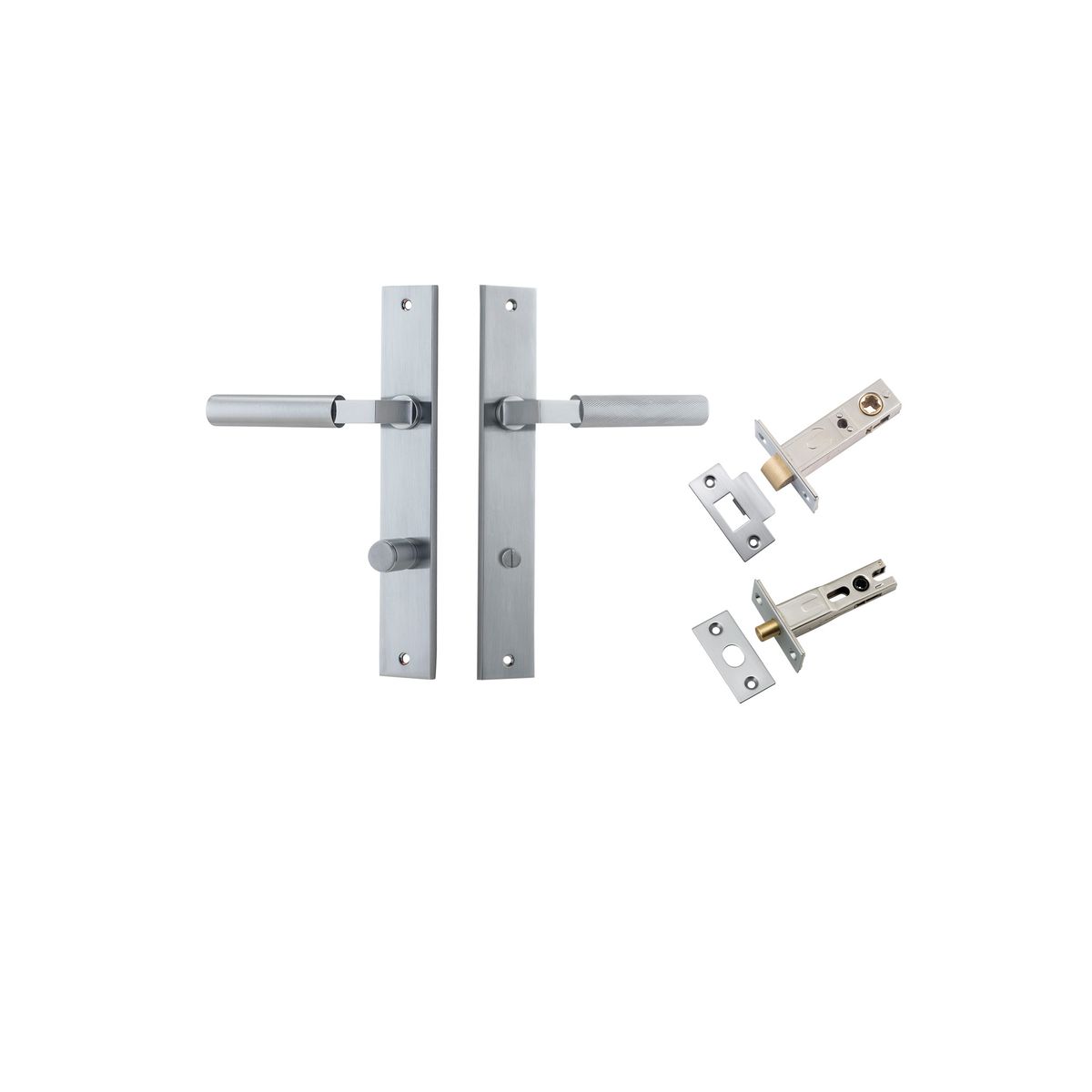12250KPRIV60 - Berlin Lever - Rectangular Backplate Privacy Kit - Brushed Chrome - Privacy