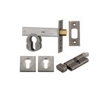 22559K70KTES - Euro Mortice Deadbolt Kit - 70mm Backset with Square Euro Escutcheon Key/Thumb - Distressed Nickel - Entrance