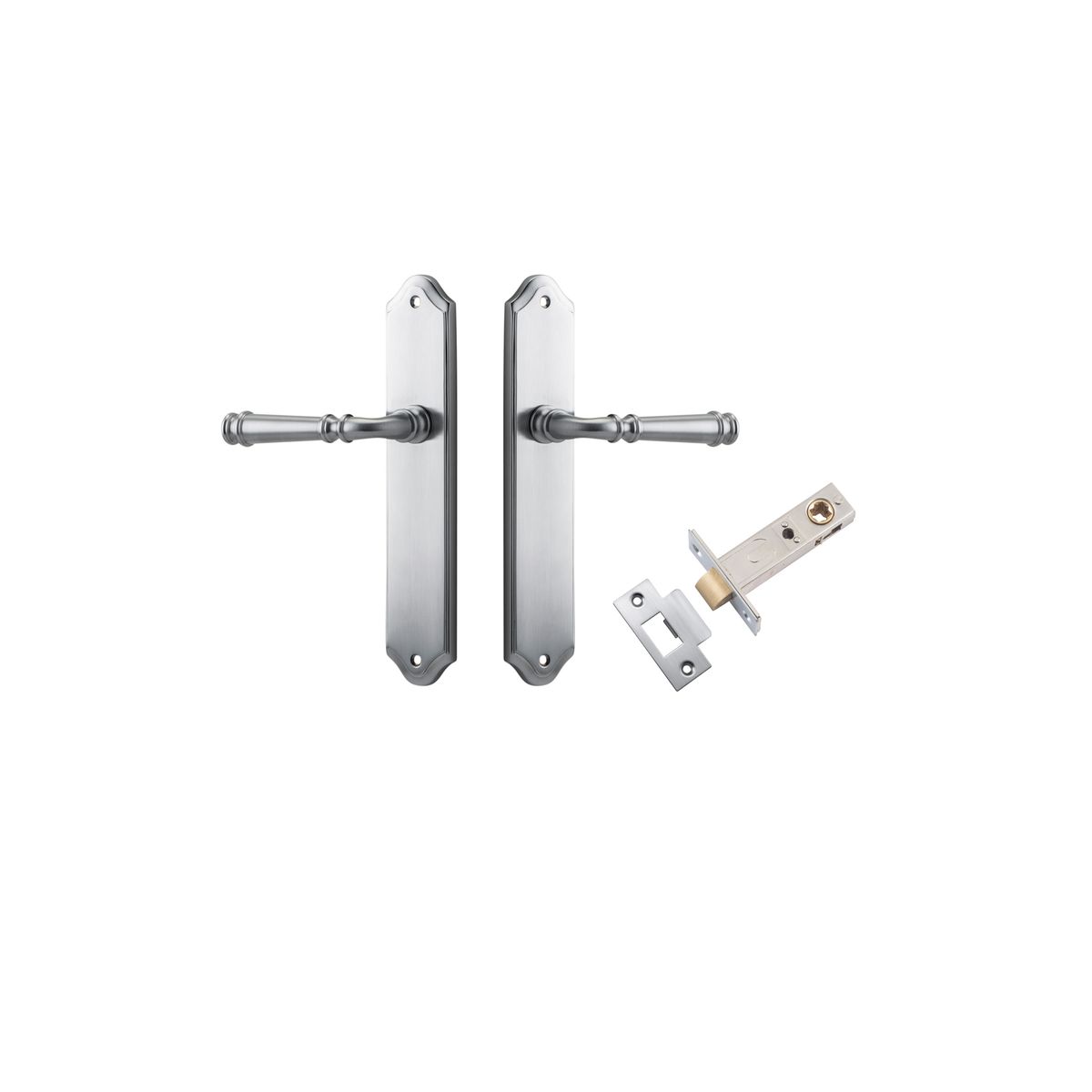 12218KPASS60 - Verona Lever - Shouldered Backplate Passage Kit - Brushed Chrome - Passage