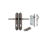 13720KENTR60KT - Annecy Lever - Shouldered Backplate Entrance Kit with High Security Lock - Distressed Nickel - Entrance