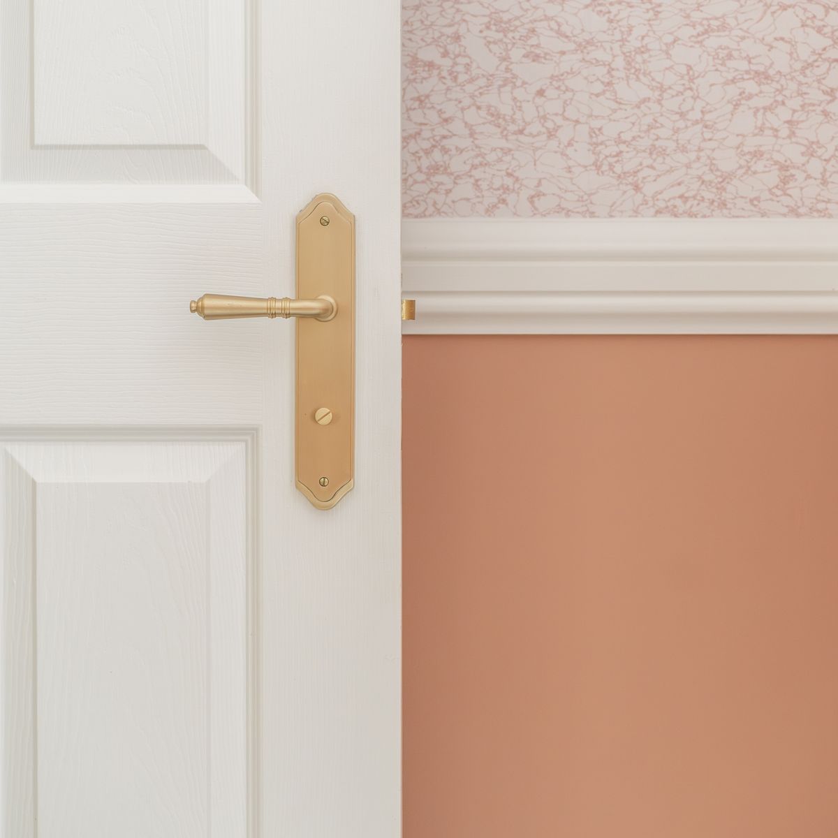 15212P85 - Sarlat Lever - Shouldered Backplate - Brushed Brass - Privacy