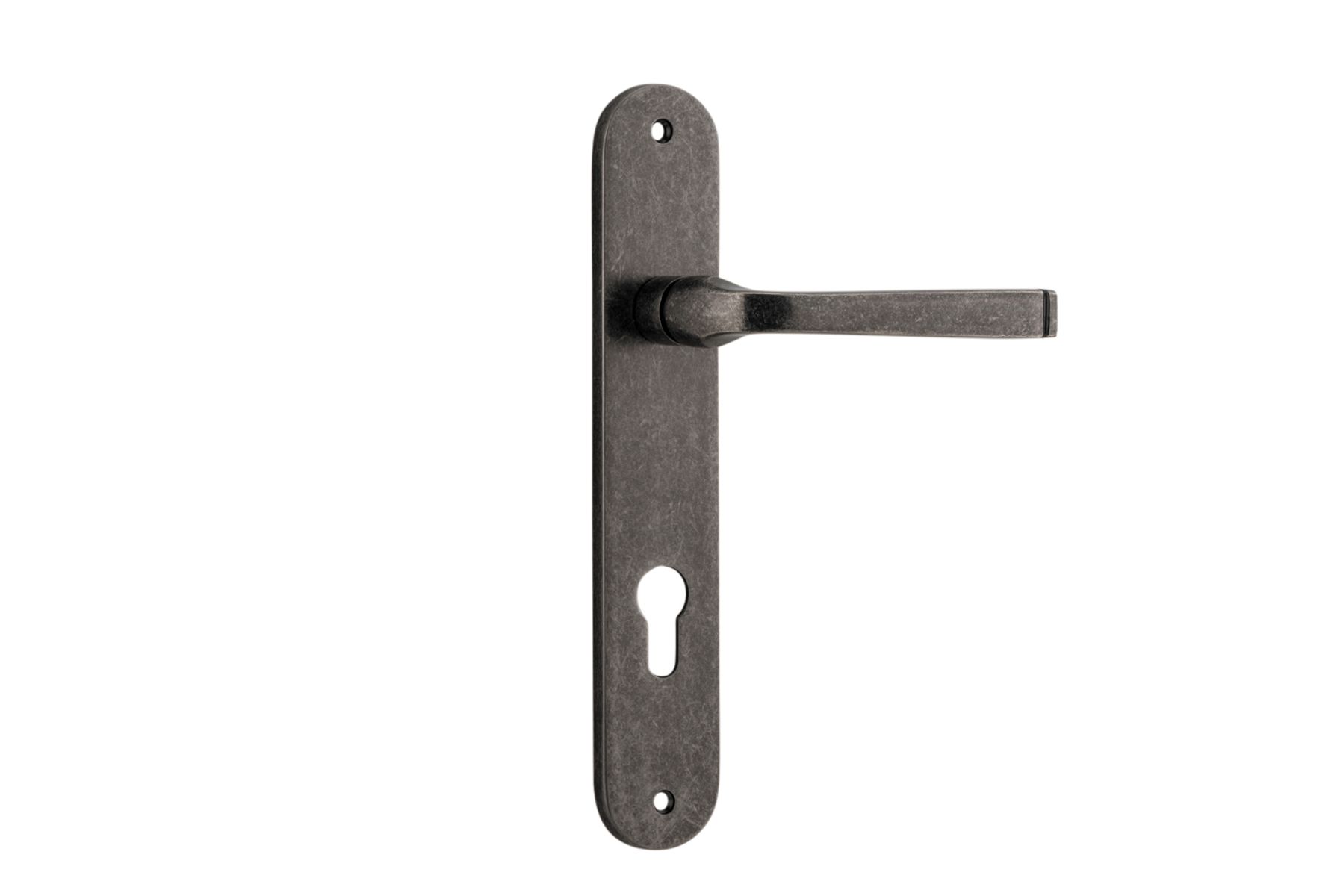 13732E85 - Annecy Lever - Oval Backplate - Distressed Nickel - Entrance