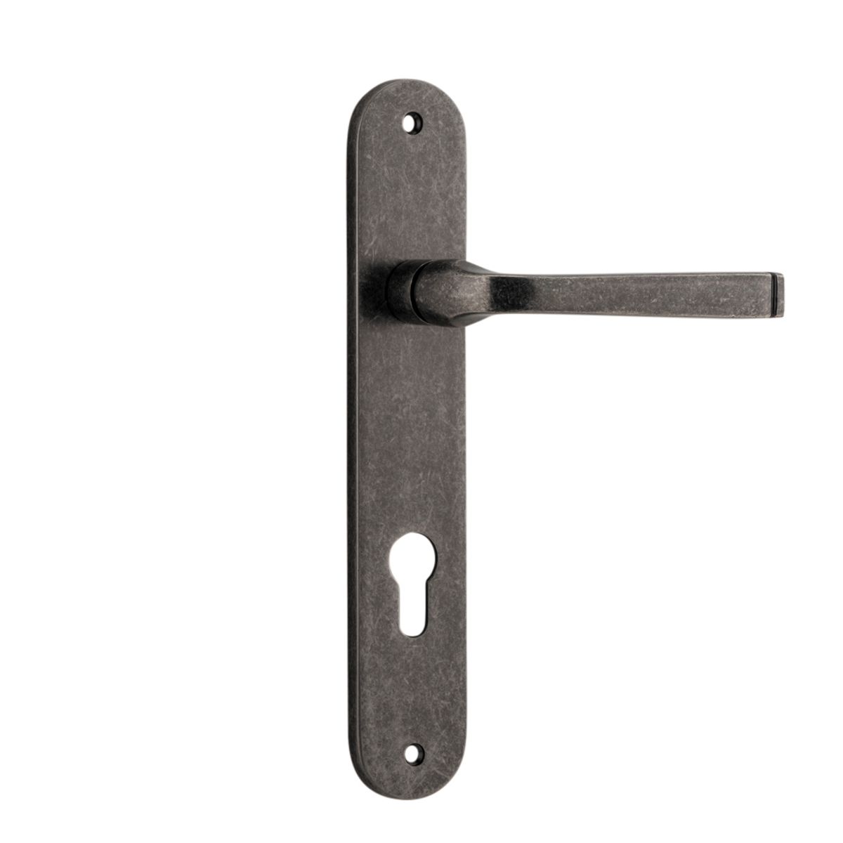 13732E85 - Annecy Lever - Oval Backplate - Distressed Nickel - Entrance