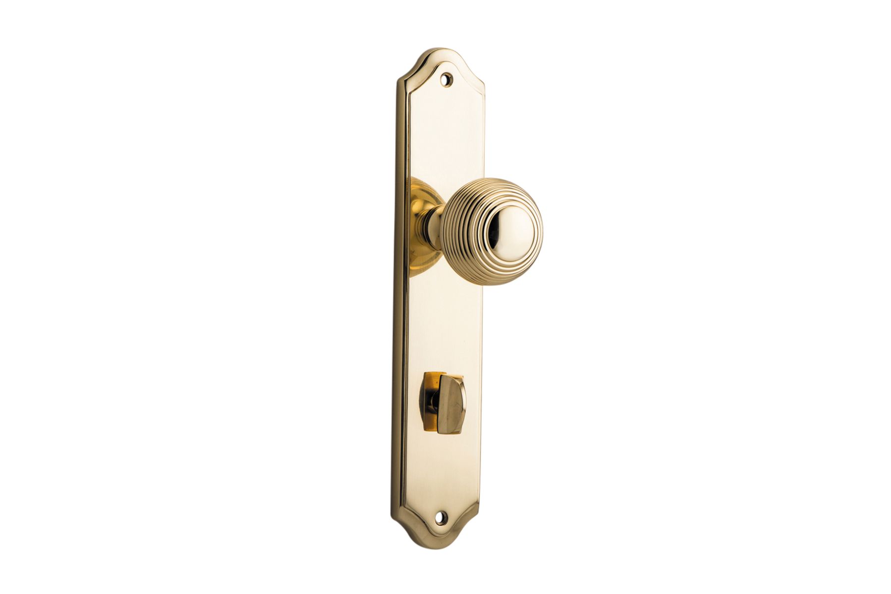 10330P85 - Guildford Knob - Shouldered Backplate - Polished Brass - Privacy