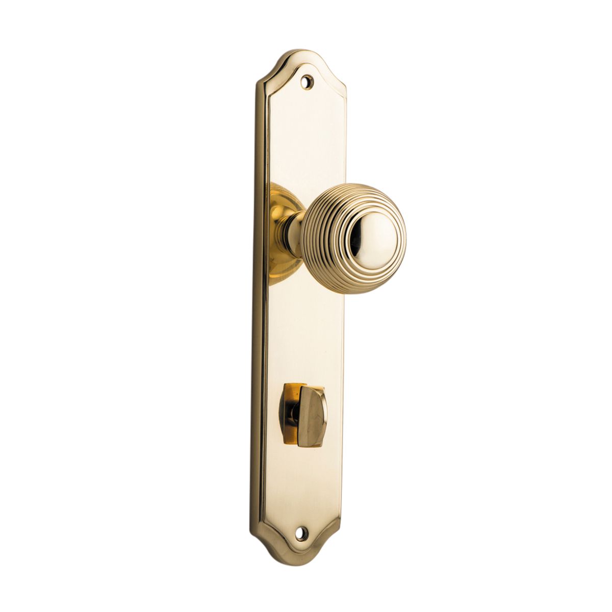 10330P85 - Guildford Knob - Shouldered Backplate - Polished Brass - Privacy