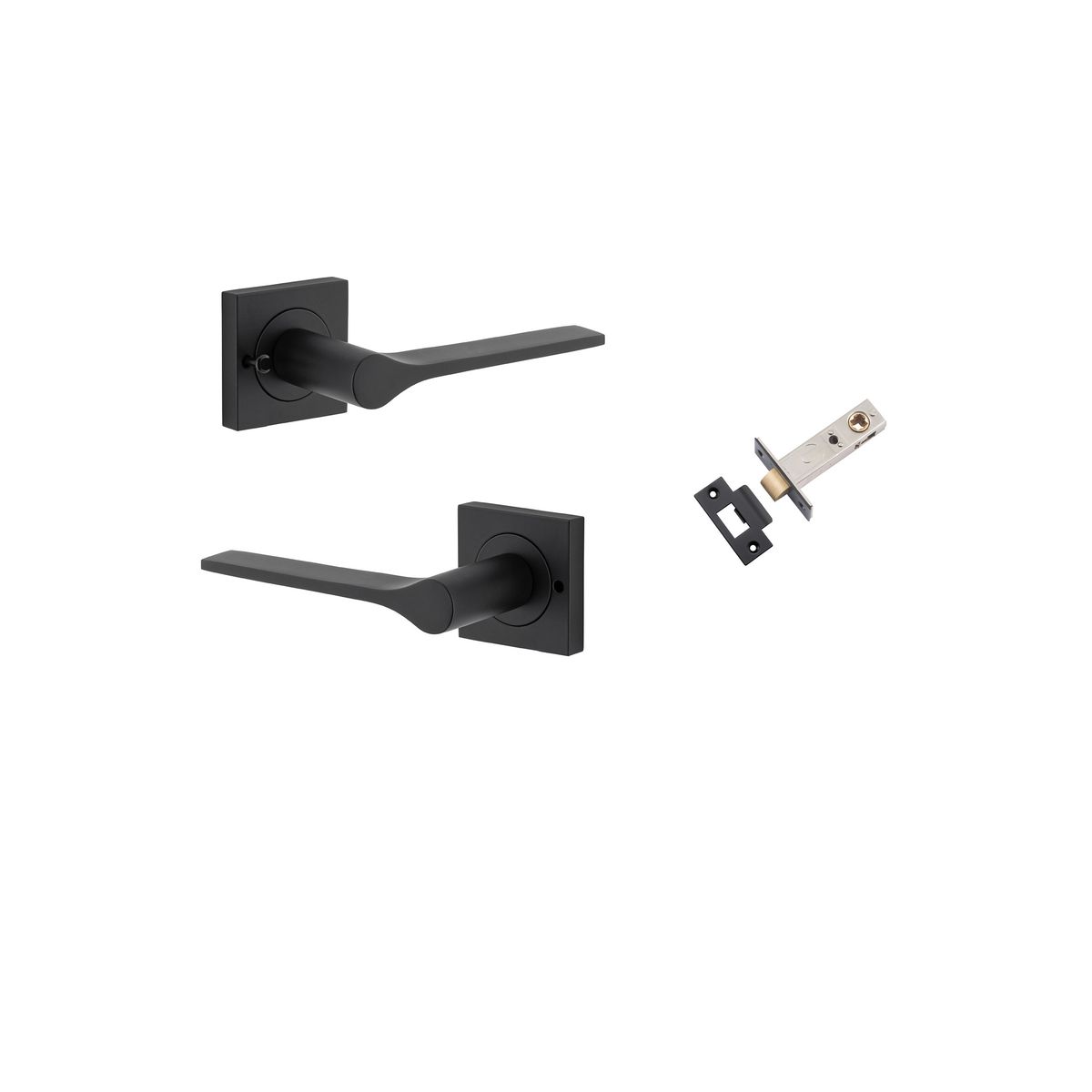 0433KIBPRIV60 - Como Lever - Square Rose Privacy Kit (Inbuilt Privacy) - Matt Black - Privacy