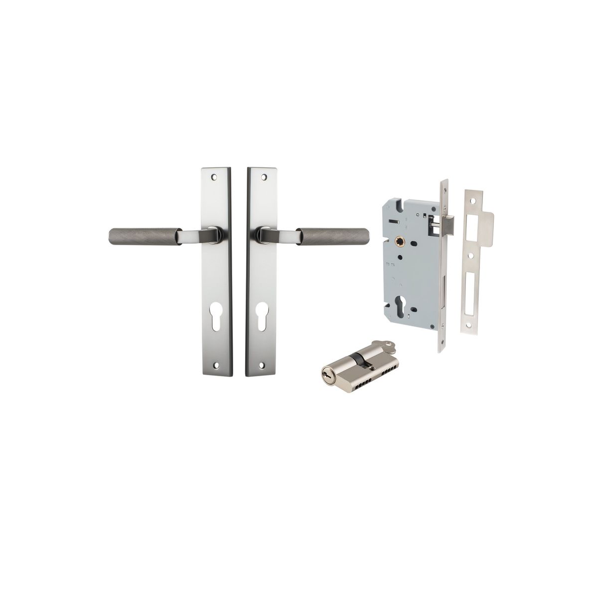 14752KENTR60KK - Brunswick Lever - Rectangular Backplate Entrance Kit with High Security Lock - Satin Nickel - Entrance