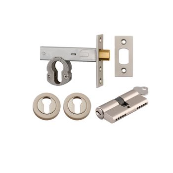 Euro Mortice Deadbolt Kit - 60mm Backset with Round Euro Escutcheon Key/Key