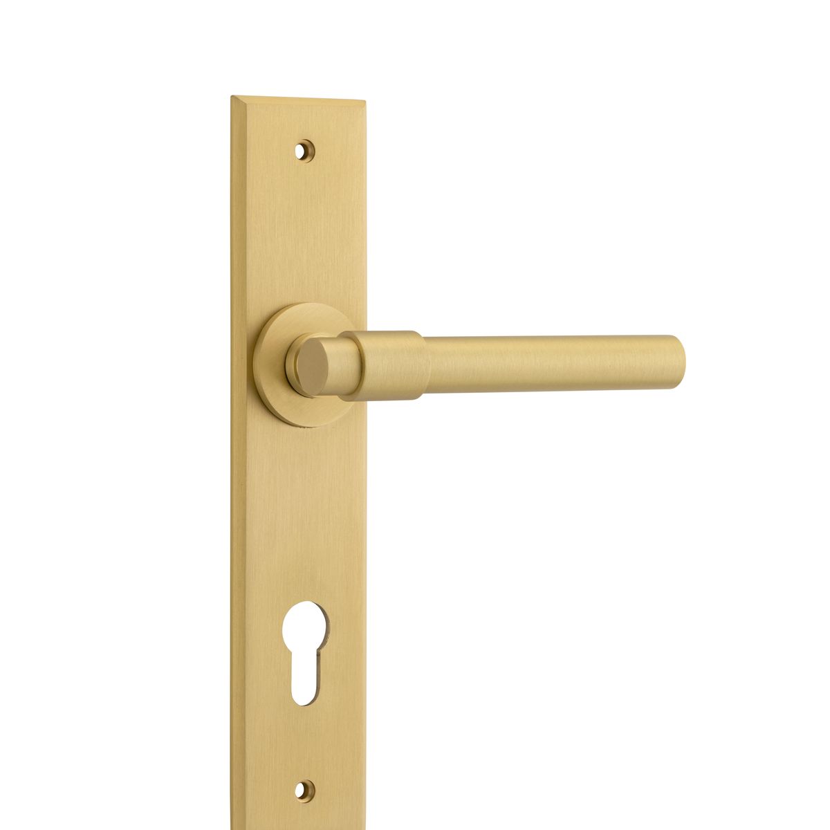 16404E85 - Helsinki Lever - Chamfered Backplate - Brushed Gold PVD - Entrance