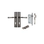 13742KENTR60KT - Verona Lever - Stepped Backplate Entrance Kit with High Security Lock - Distressed Nickel - Entrance