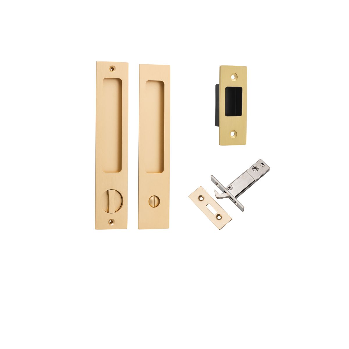 21416P - Rectangular Sliding Door Pull Privacy Kit with Privacy Turn - Brushed Brass - Privacy