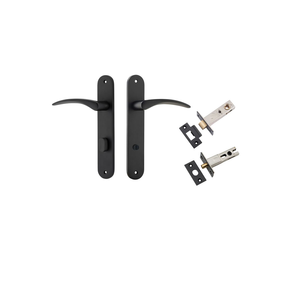 12728KPRIV60 - Oxford Lever - Oval Backplate Privacy Kit with Privacy Turn - Matt Black - Privacy