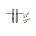 13874KPRIV60 - Copenhagen Lever - Shouldered Backplate Privacy Kit with Privacy Turn - Distressed Nickel - Privacy
