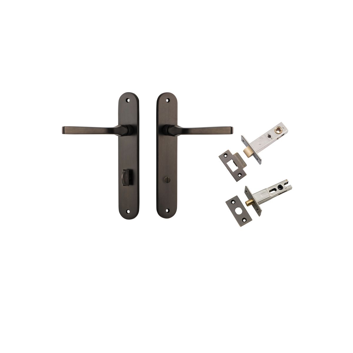10732KPRIV60 - Annecy Lever - Oval Backplate Privacy Kit with Privacy Turn - Signature Brass - Privacy