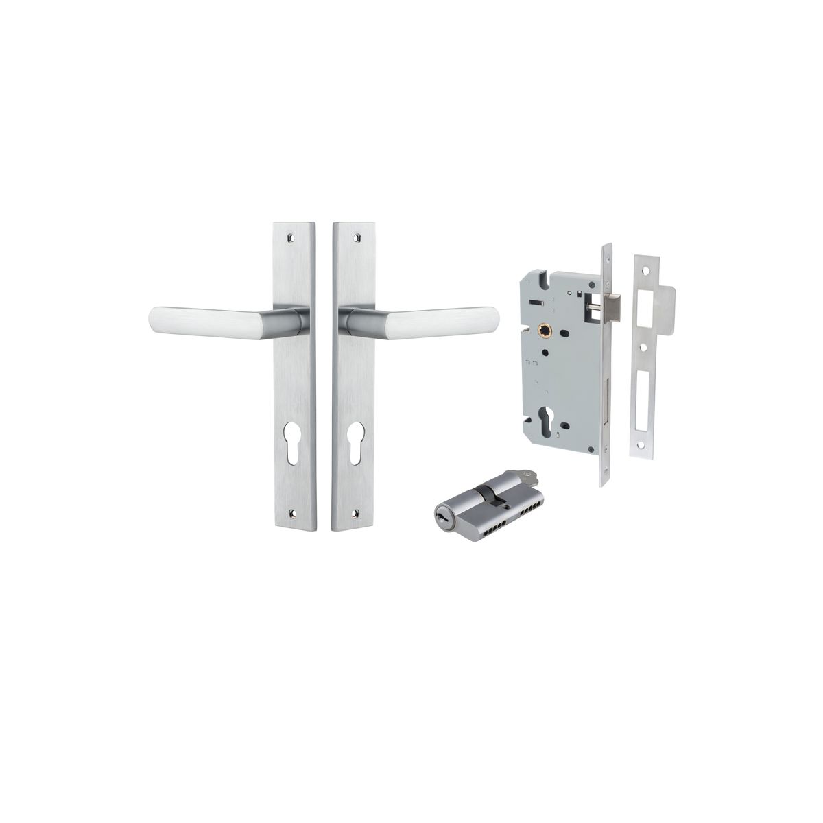 12360KENTR60KK - Osaka Lever - Rectangular Backplate Entrance Kit with High Security Lock - Brushed Chrome - Entrance