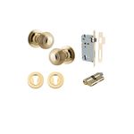 0220KENTR60KK - Guildford Knob - Round Rose Entrance Kit with Separate High Security Lock - Polished Brass - Entrance