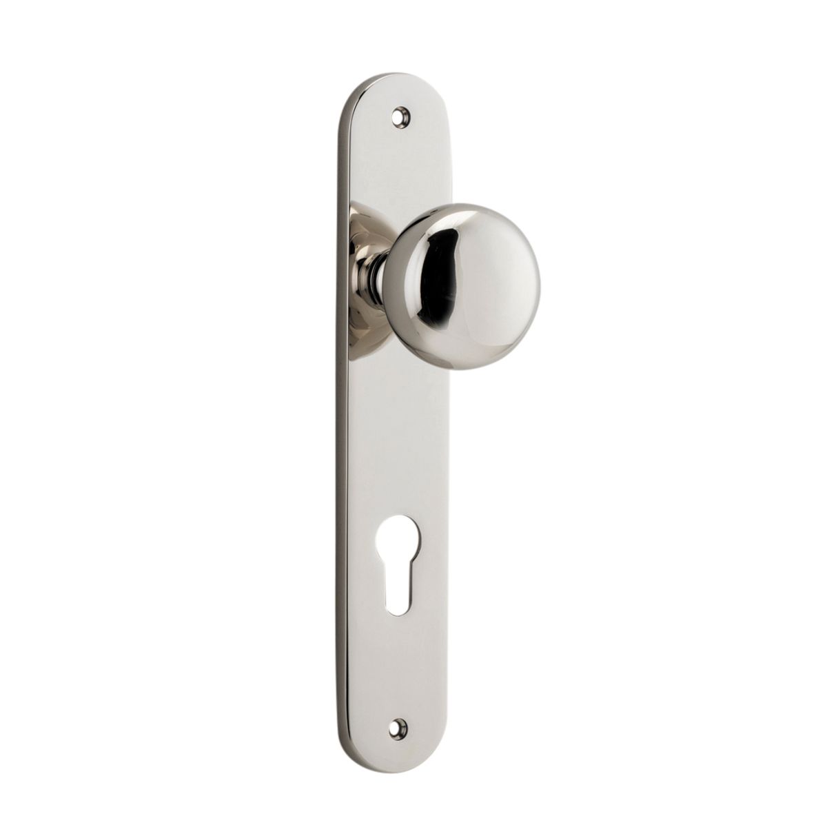 14334E85 - Cambridge Knob - Oval Backplate - Polished Nickel - Entrance
