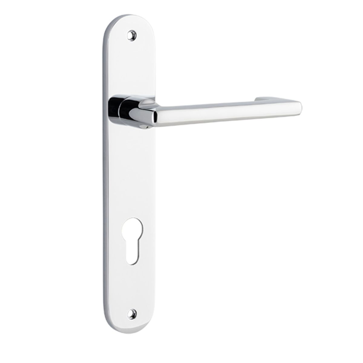 11852E85 - Baltimore Return Lever - Oval Backplate - Polished Chrome - Entrance