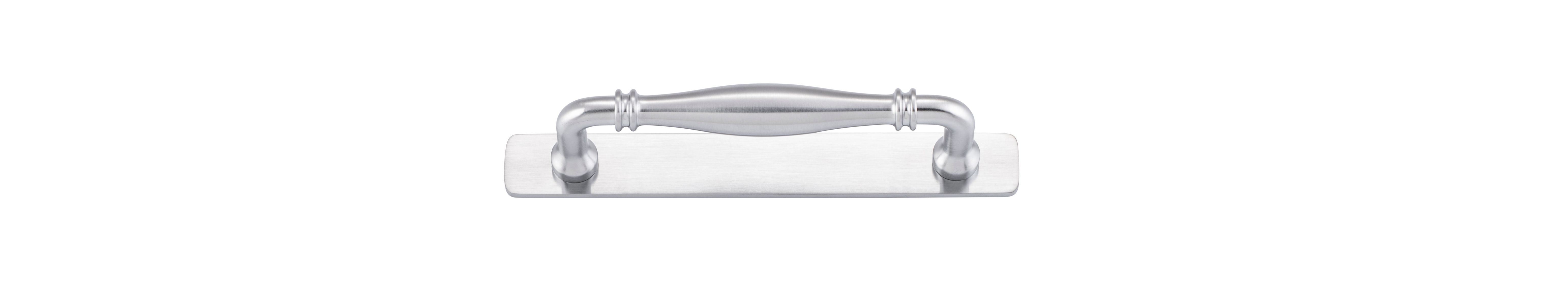 21065B - Sarlat Cabinet Pull with Backplate - CTC128mm - Brushed Chrome