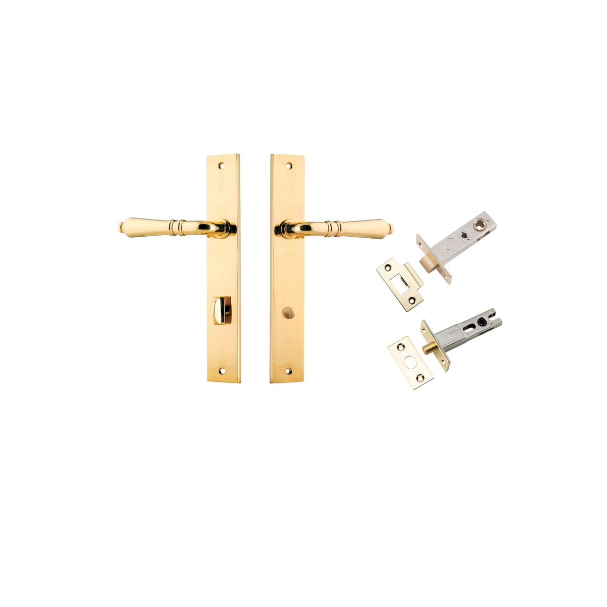10200KPRIV60 - Sarlat Lever - Rectangular Backplate Privacy Kit with Privacy Turn - Polished Brass - Privacy