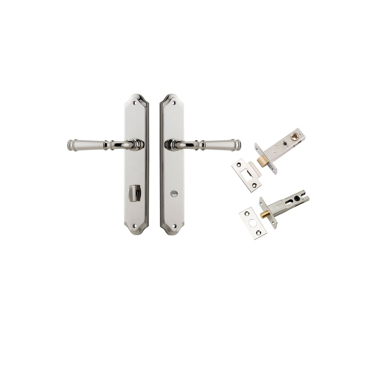 14218KPRIV60 - Verona Lever - Shouldered Backplate Privacy Kit with Privacy Turn - Polished Nickel - Privacy