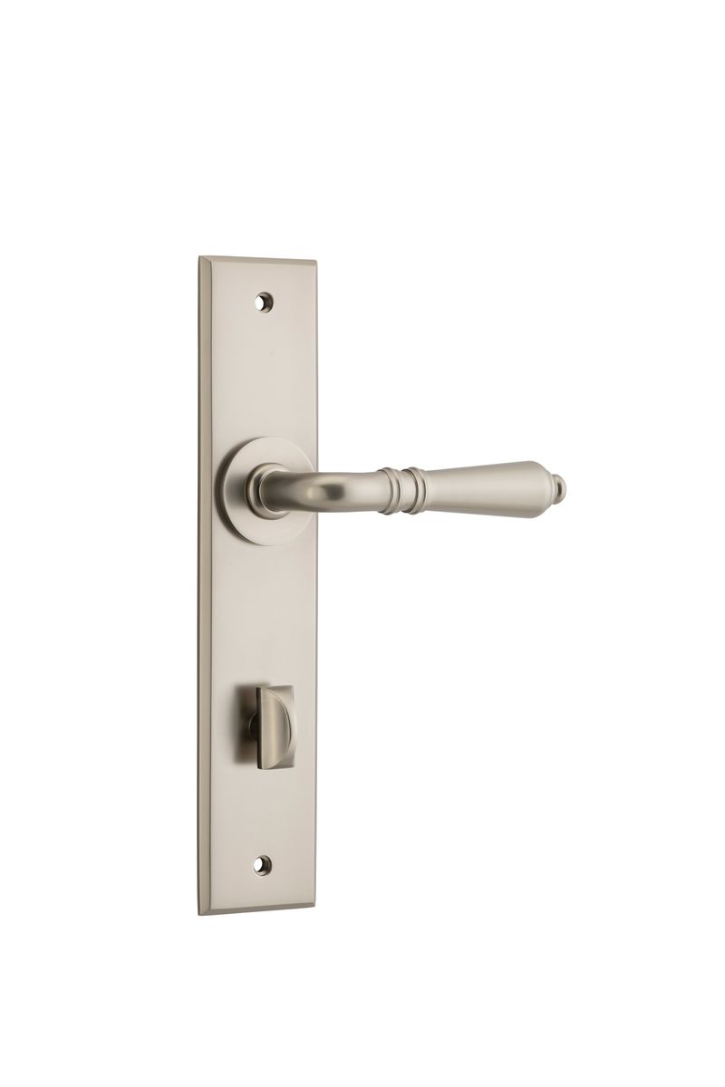 14780P85 - Sarlat Lever - Chamfered Backplate - Satin Nickel - Privacy