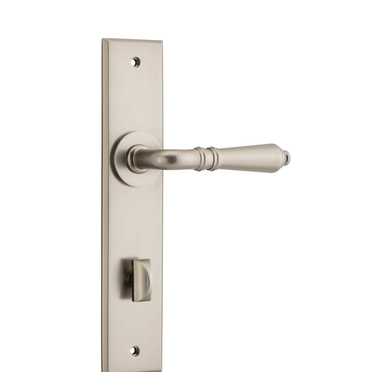 14780P85 - Sarlat Lever - Chamfered Backplate - Satin Nickel - Privacy