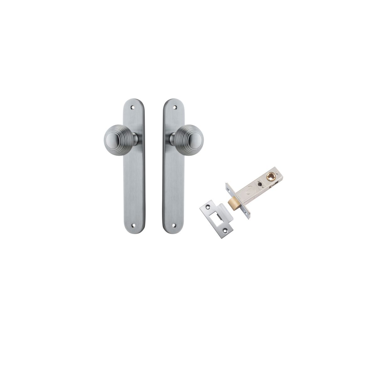 12336KPASS60 - Guildford Knob - Oval Backplate Passage Kit - Brushed Chrome - Passage