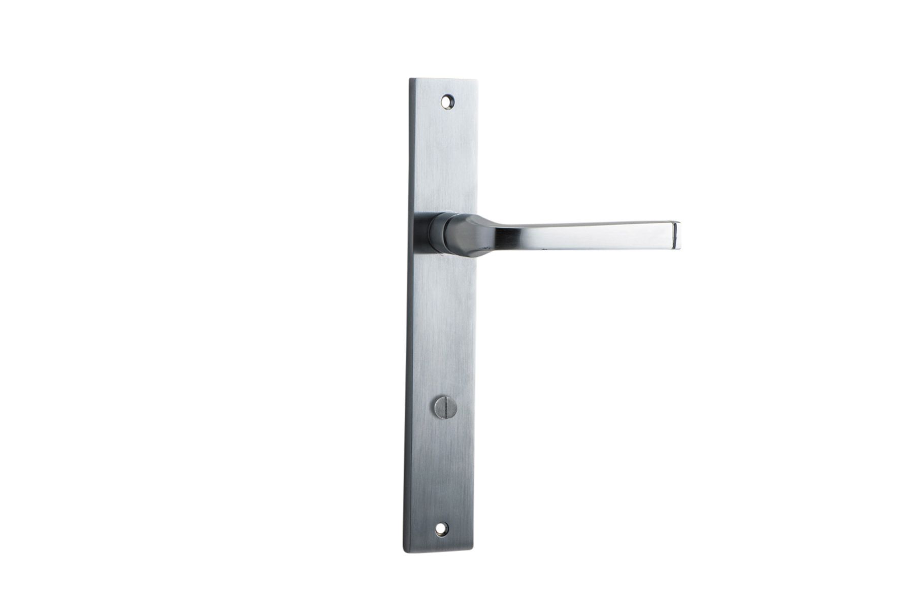 12208P85 - Annecy Lever - Rectangular Backplate - Brushed Chrome - Privacy