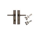 10904KPRIV60 - Helsinki Lever - Chamfered Backplate Privacy Kit with Privacy Turn - Signature Brass - Privacy