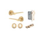 0455KENTR60KT - Como Lever - Round Rose Entrance Kit with High Security Lock - Brushed Brass - Entrance