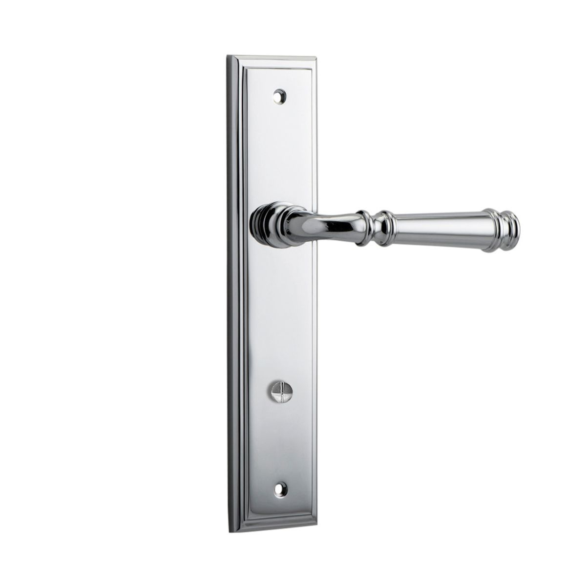 11742P85 - Verona Lever - Stepped Backplate - Polished Chrome - Privacy