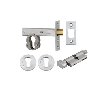 Euro Mortice Deadbolt Kit - 70mm Backset with Round Euro Escutcheon Key/Thumb