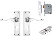 Victorian Lever - Long Backplate Entrance Set with High Security Lock