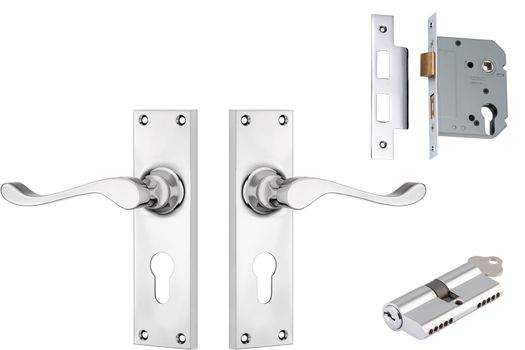 Victorian Lever - Long Backplate Entrance Set with High Security Lock