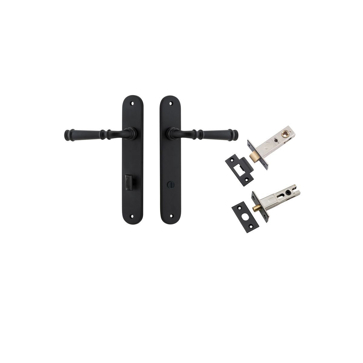 12730KPRIV60 - Verona Lever - Oval Backplate Privacy Kit with Privacy Turn - Matt Black - Privacy