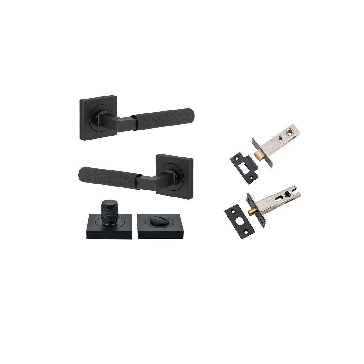 0423KPRIV60 - Brunswick Lever - Square Rose Privacy Kit - Matt Black - Privacy