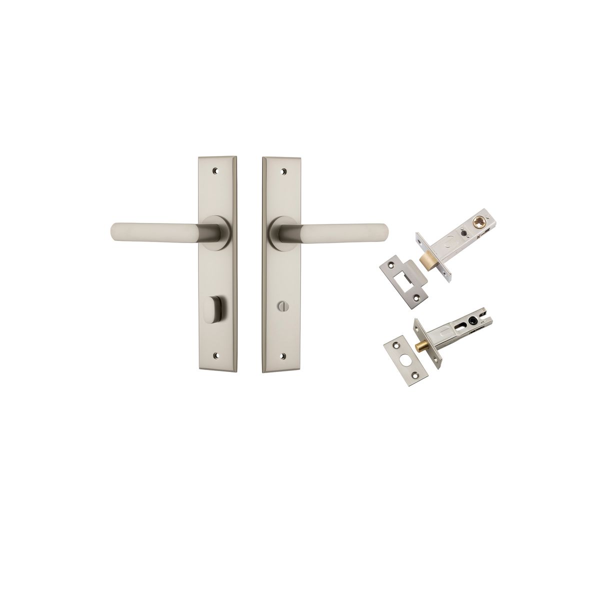 14868KPRIV60 - Osaka Lever - Chamfered Backplate Privacy Kit with Privacy Turn - Satin Nickel - Privacy