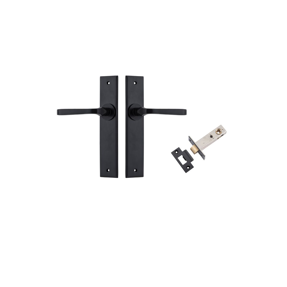 12788KPASS60 - Annecy Lever - Chamfered Backplate Passage Kit - Matt Black - Passage