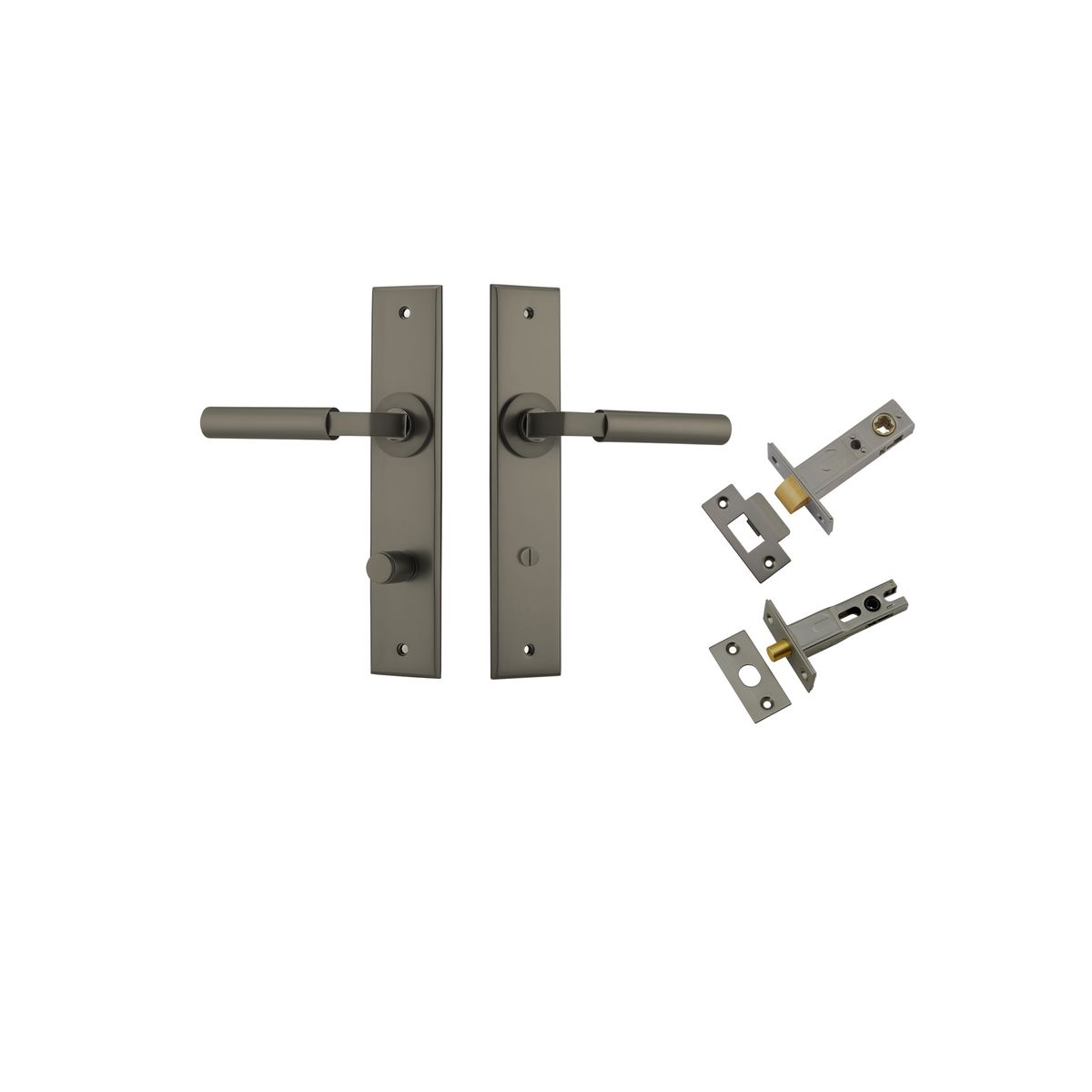 16794KPRIV60 - Berlin Lever - Chamfered Backplate Privacy Kit - Graphite PVD - Privacy